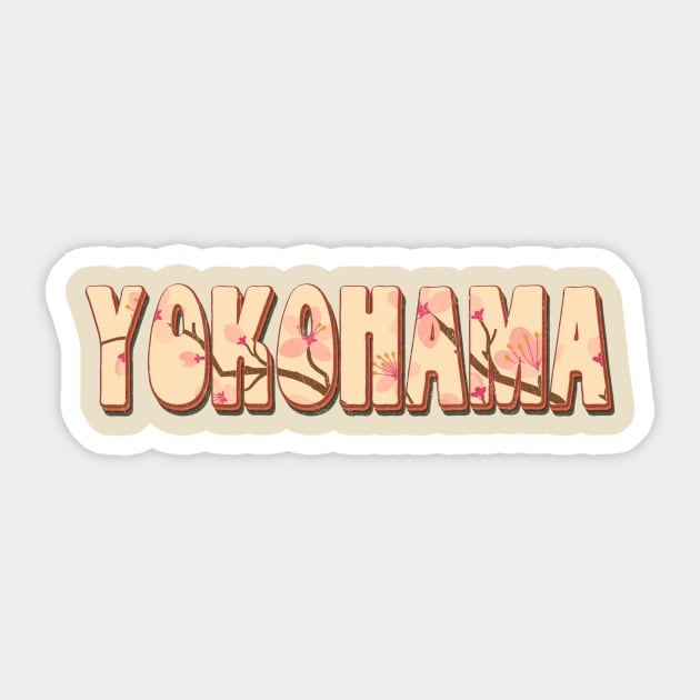 Yokohama Japan Retro Vintage Cherry Blossom Sticker by Happy as I travel